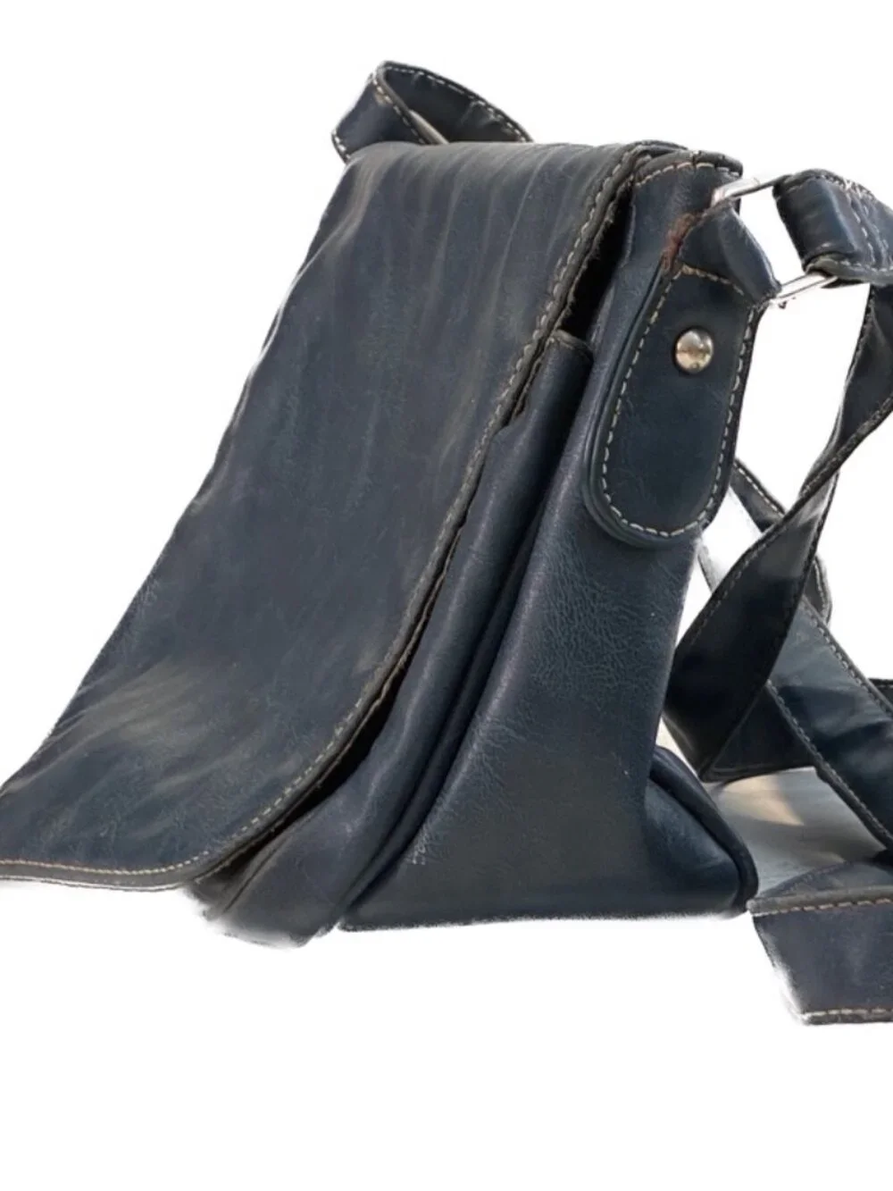 Noi Noi Slate Blue Vegan Leather Crossbody Messenger Bag